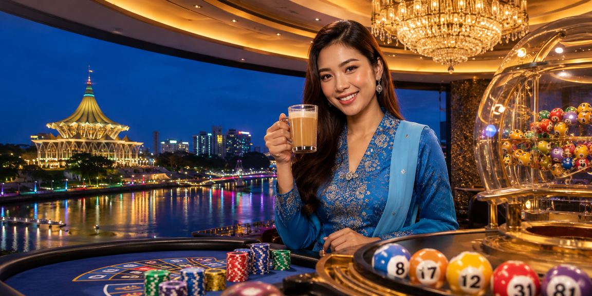 Pemain seronok menyertai loteri di Kuching dengan pakaian baju kurung tradisional